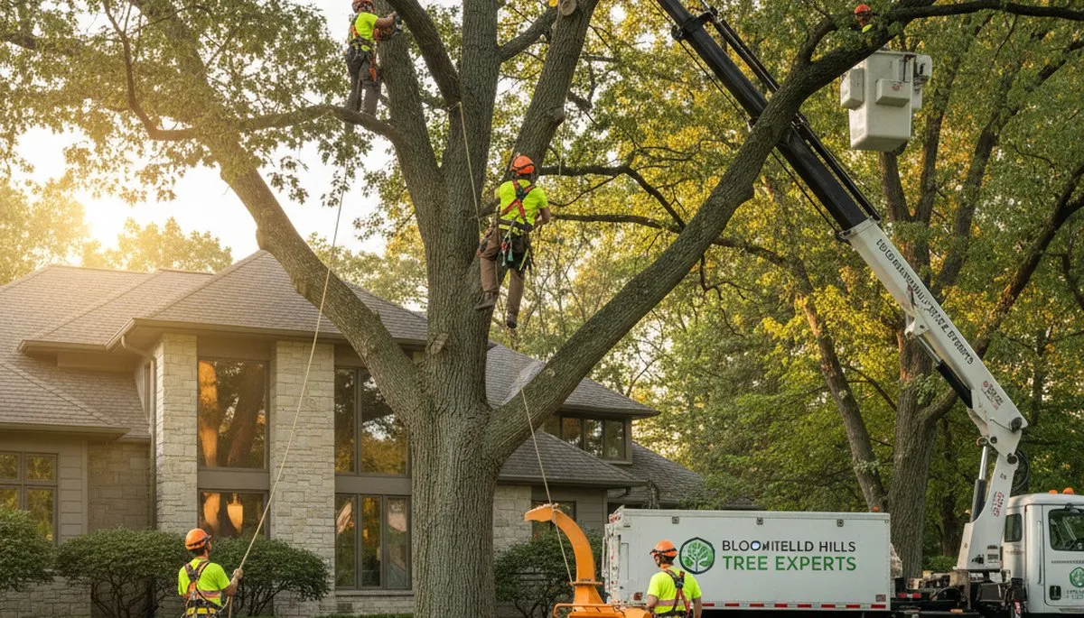Professional tree removal service in Royal Oak MI safely cutting and clearing large oak trees