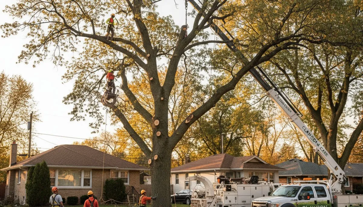 Professional tree removal service in Royal Oak MI safely cutting and clearing large trees