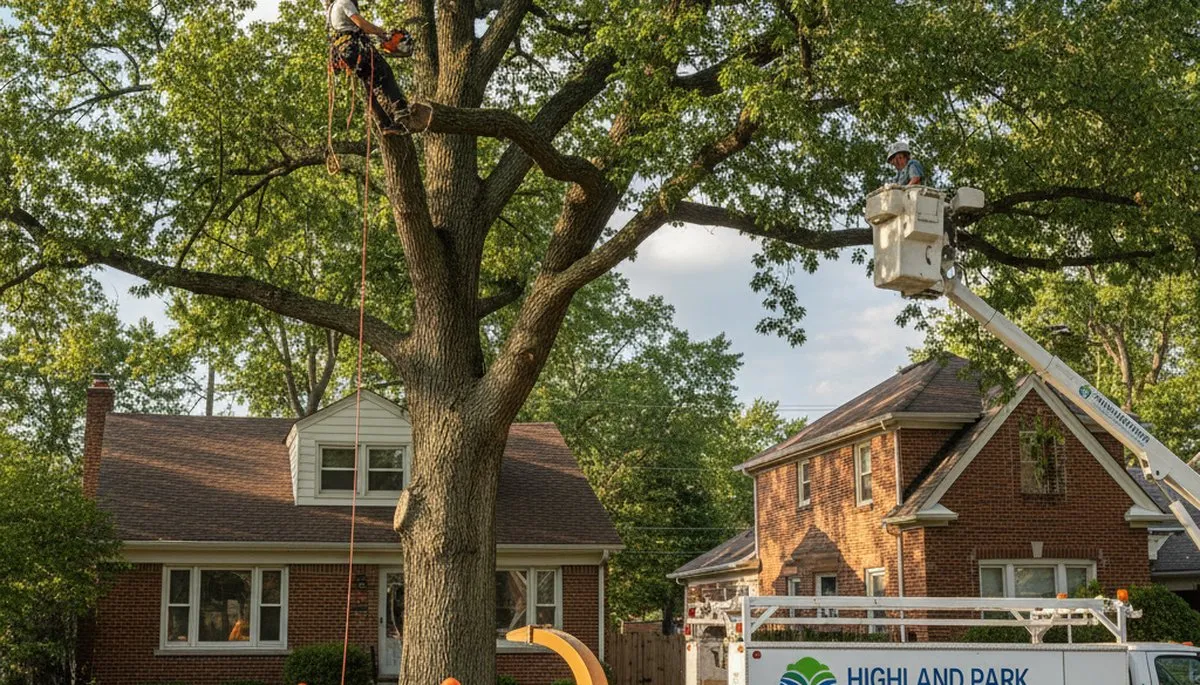 Professional tree removal service in Royal Oak, MI safely clearing large oak tree branches